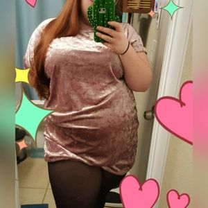 SOLD Faux Velvet Pink Shift Dress $22